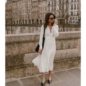 Equipment white faun long sleeve midi dress